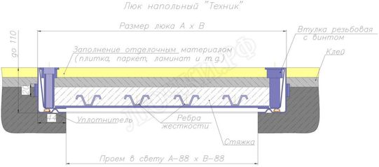 Напольный люк Техник 550*750 Напольный люк Техник 550*750