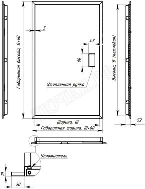 Сантехнический люк Элит усиленный 1 мм с магнитом, 1 створка Сантехнический люк Элит усиленный 1 мм с магнитом, 1 створка