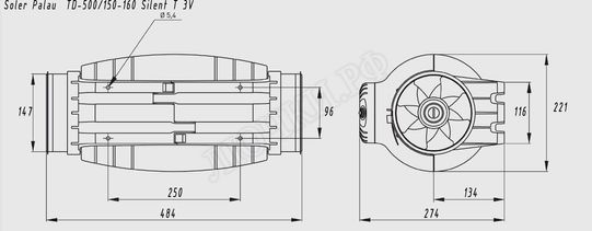 Вытяжной вентилятор канальный Soler & Palau TD SILENT осевой Вытяжной вентилятор канальный Soler & Palau TD SILENT осевой
